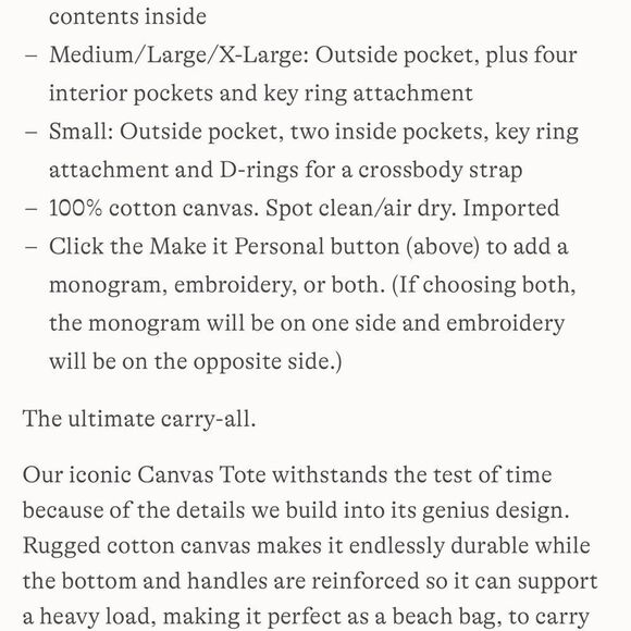 Land's End canvas Tote zipper natural long handle Navy embroidered "Taylor" XL - Picture 7 of 15